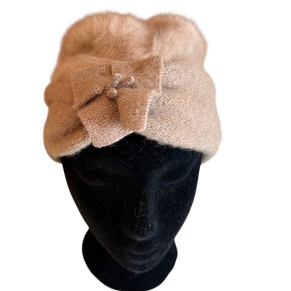Anthony Maxwell Wool & Fur Cloche Hat Taupe Mushroom - Picture 1 of 5